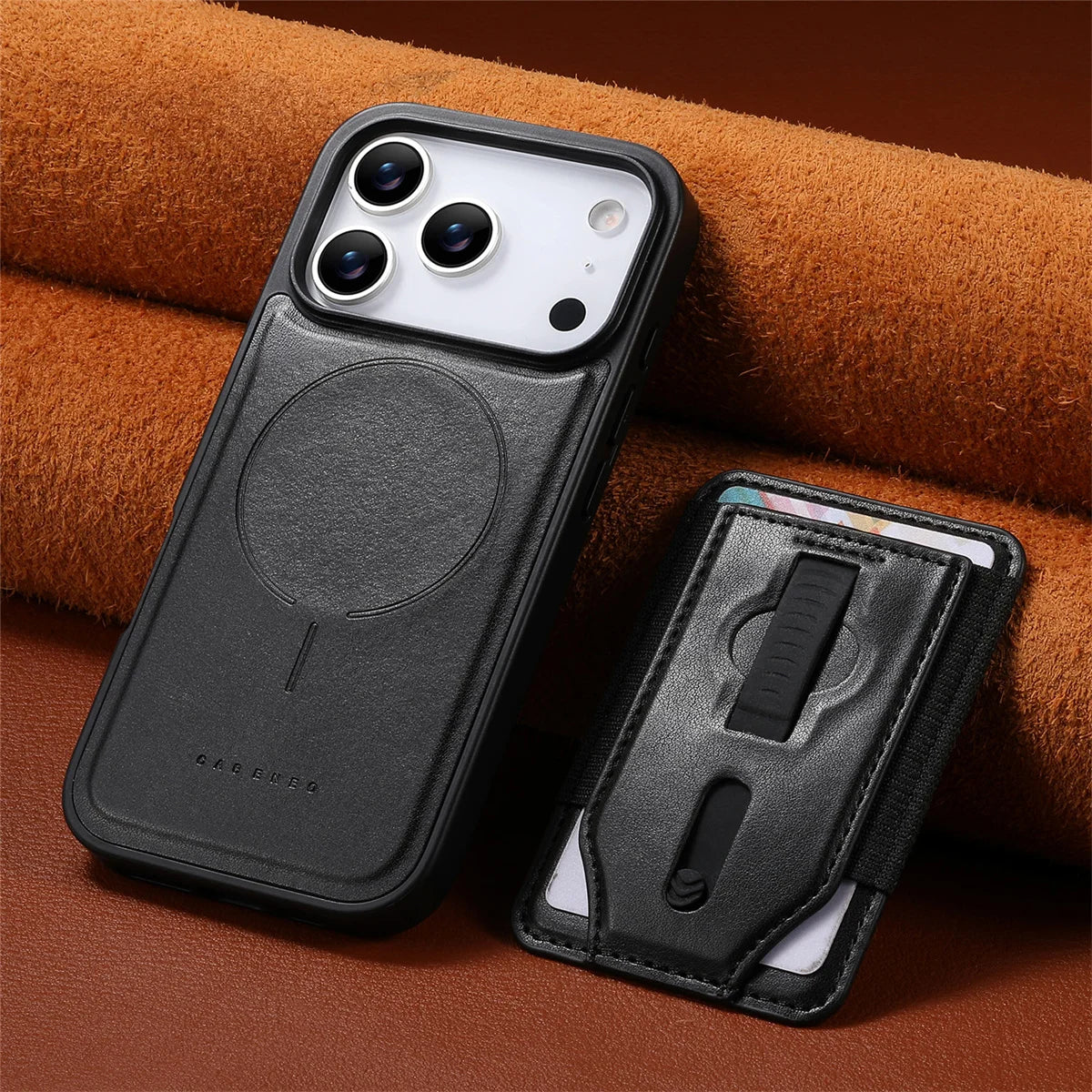 Premium Leather Case with Detachable Card Holder for iPhone 17 Series