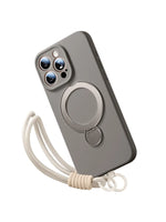 iPhone 16 Series Silicone MagSafe Case with Rotating Ring Holder Stand