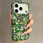 Shockproof Case with Shiny Glitter Floral Back for iPhone 17 Series
