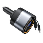 Essager 45W 4-in-1 Fast Car Charger with LED & Retractable USB-C Cable