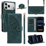 Embossed Datura Leather Wallet Case for iPhone 17 Series