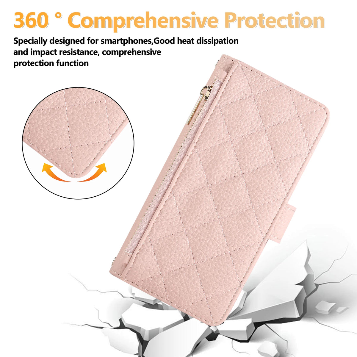 Quilted Faux Leather Crossbody Wallet Case with Detachable Adjustable Strap for Samsung Galaxy S24 Series
