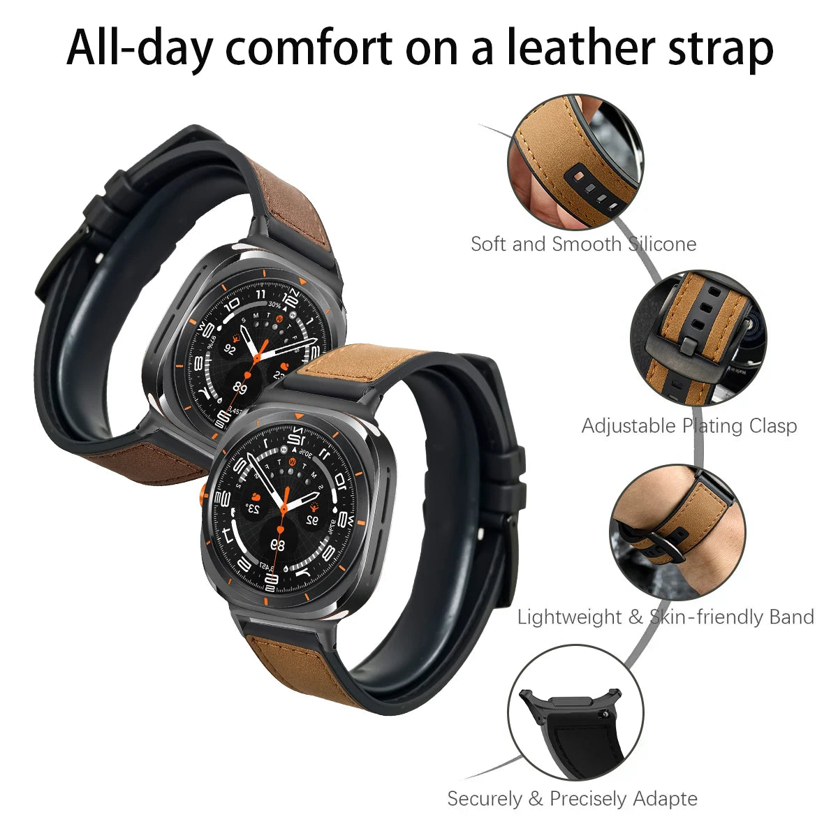 Luxurious Leather Strap for Samsung Galaxy Watch Ultra - Classic Elegance & Comfort