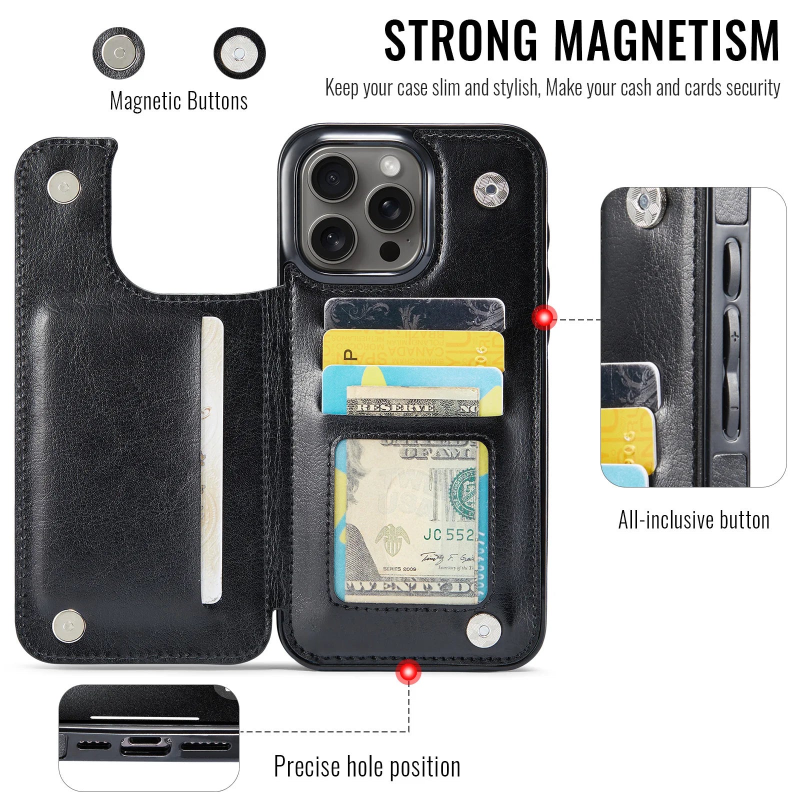 iPhone 16 Series PU Leather Case with Durable Shockproof Protection