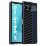 Sony Xperia 10 VII PU Leather Case with Fiber Texture and Shock-Resistant Protection