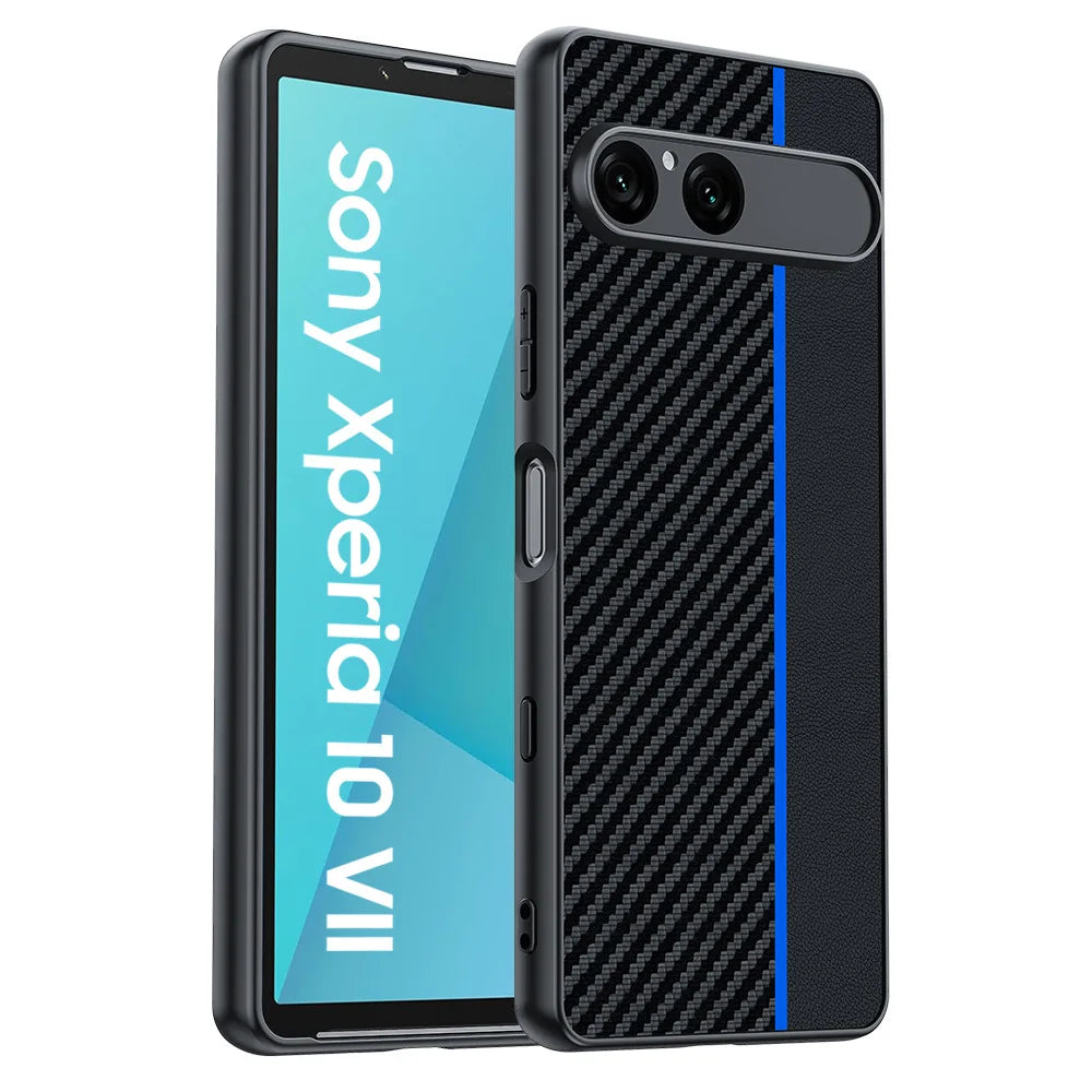 Sony Xperia 10 VII PU Leather Case with Fiber Texture and Shock-Resistant Protection