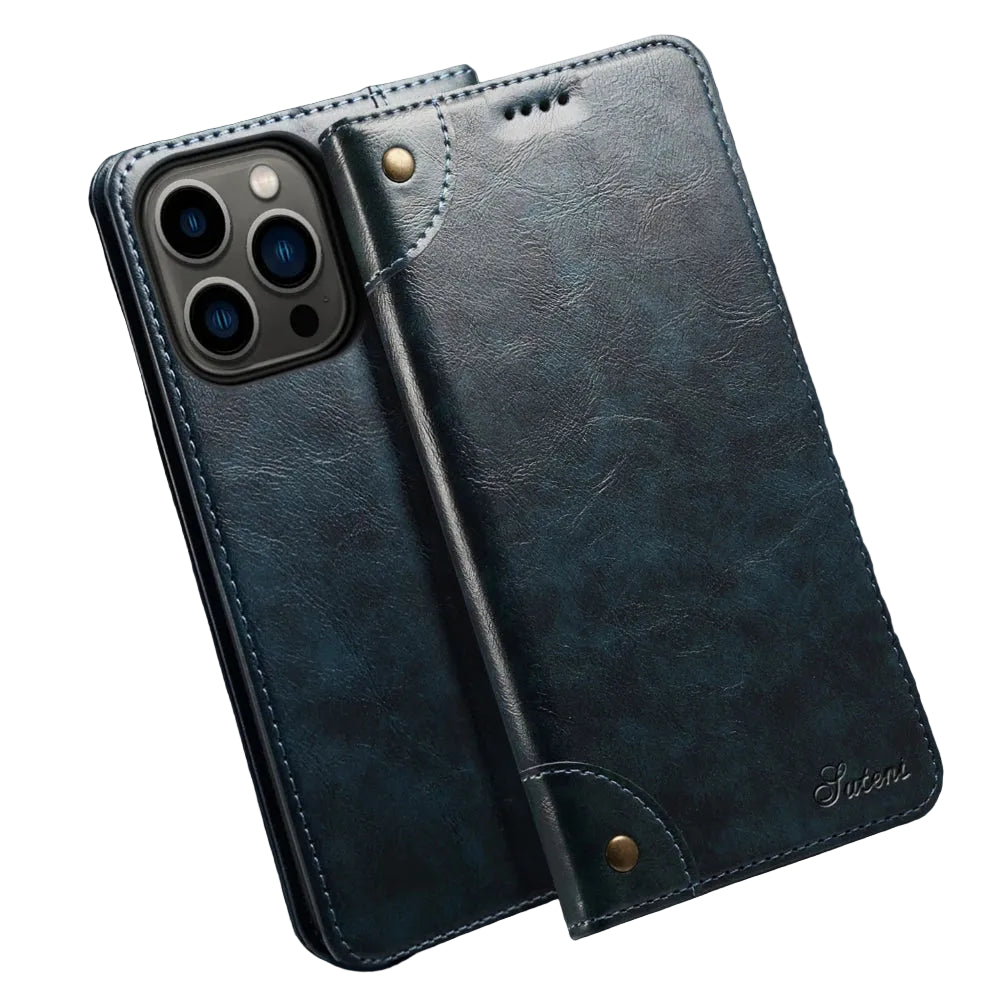 Premium Leather Flip Wallet Case for iPhone 15 Series
