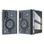 Glitter Case with Hinge Guard and Rotating Magnetic Ring Stand for Samsung Galaxy Z Fold 8