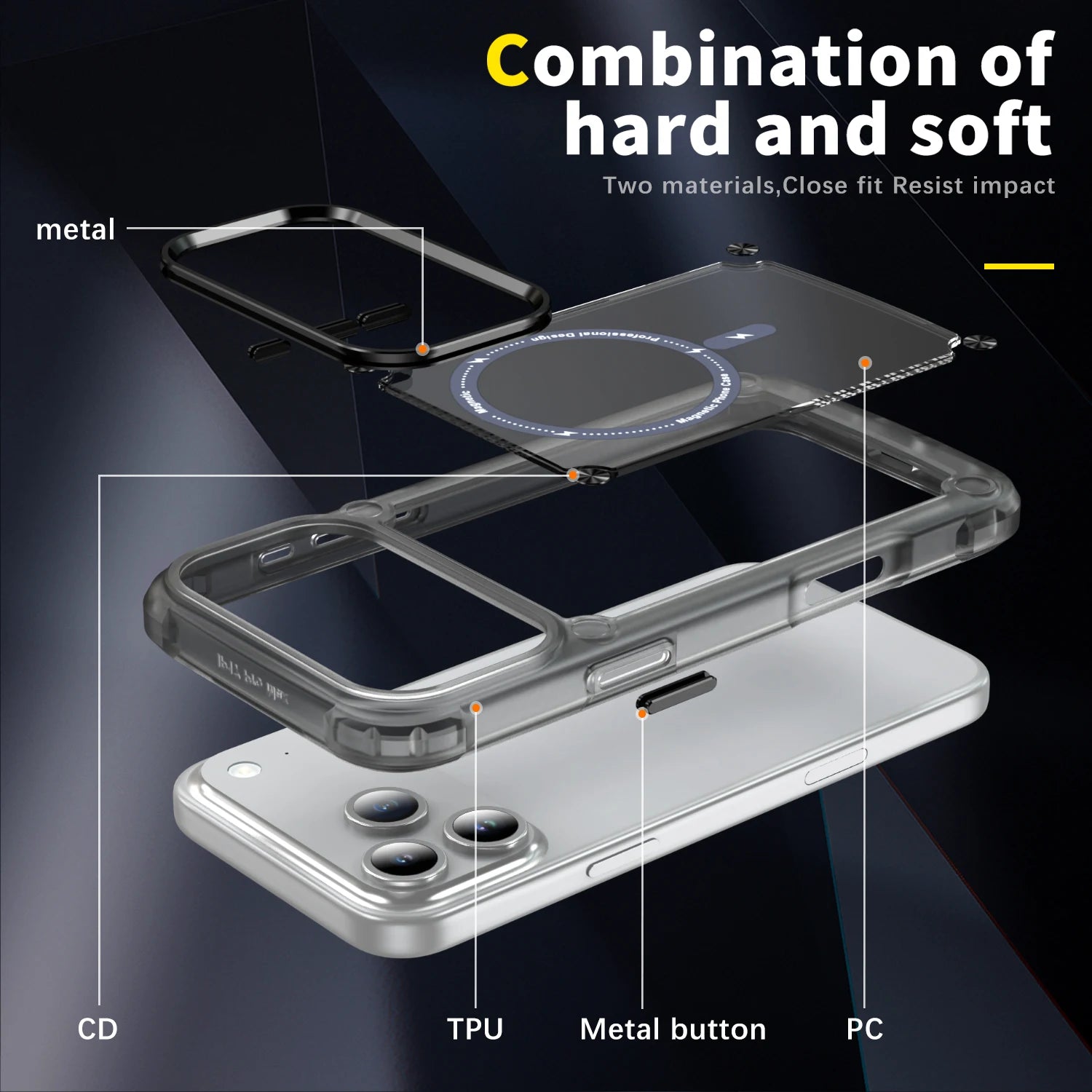Armor Shockproof MagSafe Case with TPU Frame & Translucent Acrylic Back for iPhone 17 Series
