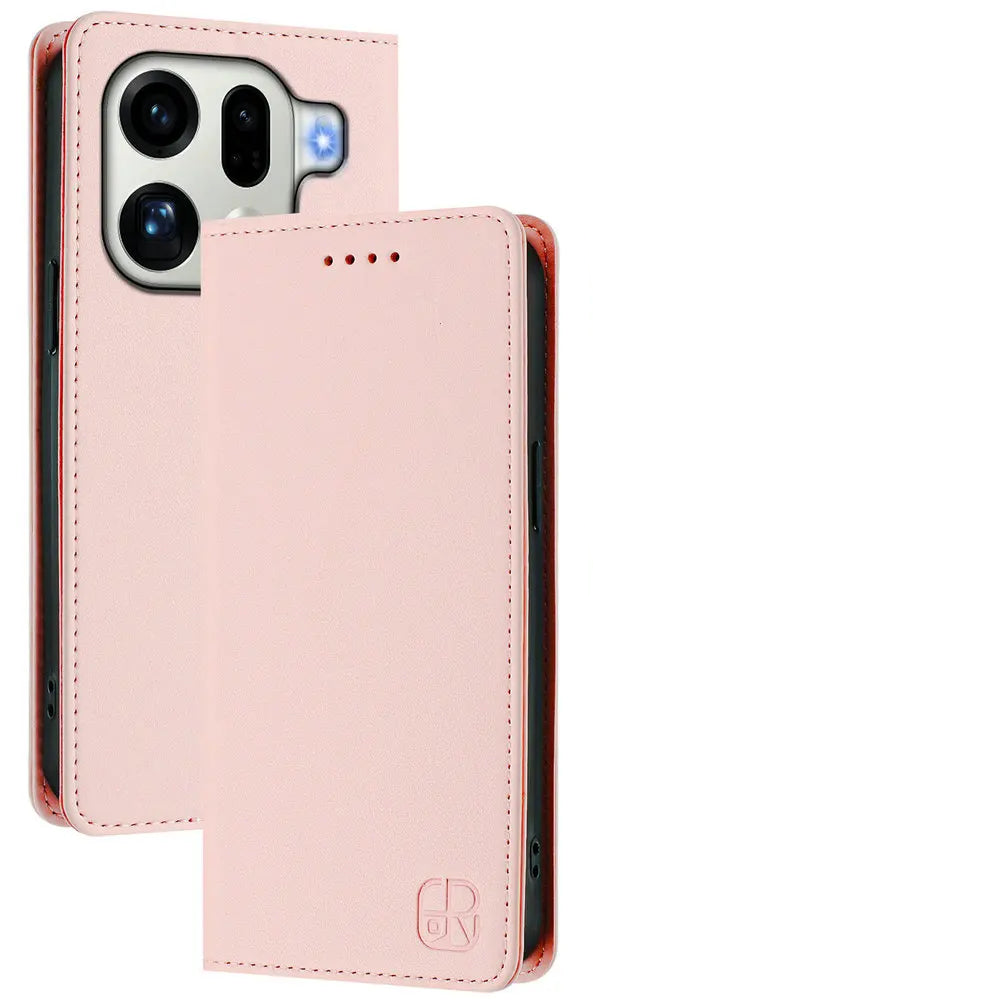 RFID-Blocking Leather Book Cover for OPPO Find X9 / X9 Pro