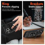 iPhone 16 Series Shockproof Magnetic Heavy Duty Case with Ring & Card Slot