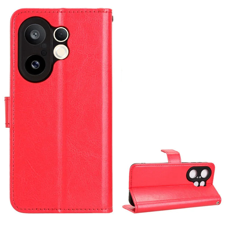 Plain Leather Flip Case with Card Slot & Kickstand for Vivo X200 FE