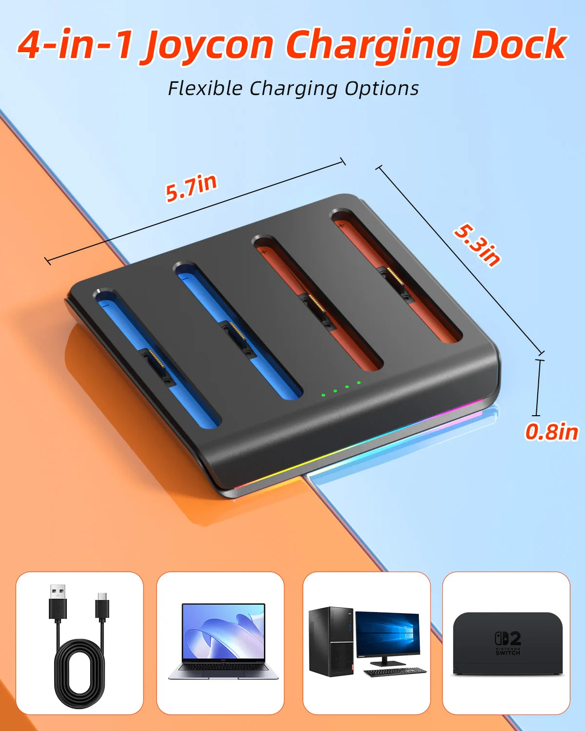 Four-Port Nintendo Switch 2 Joy-Con Charging Dock
