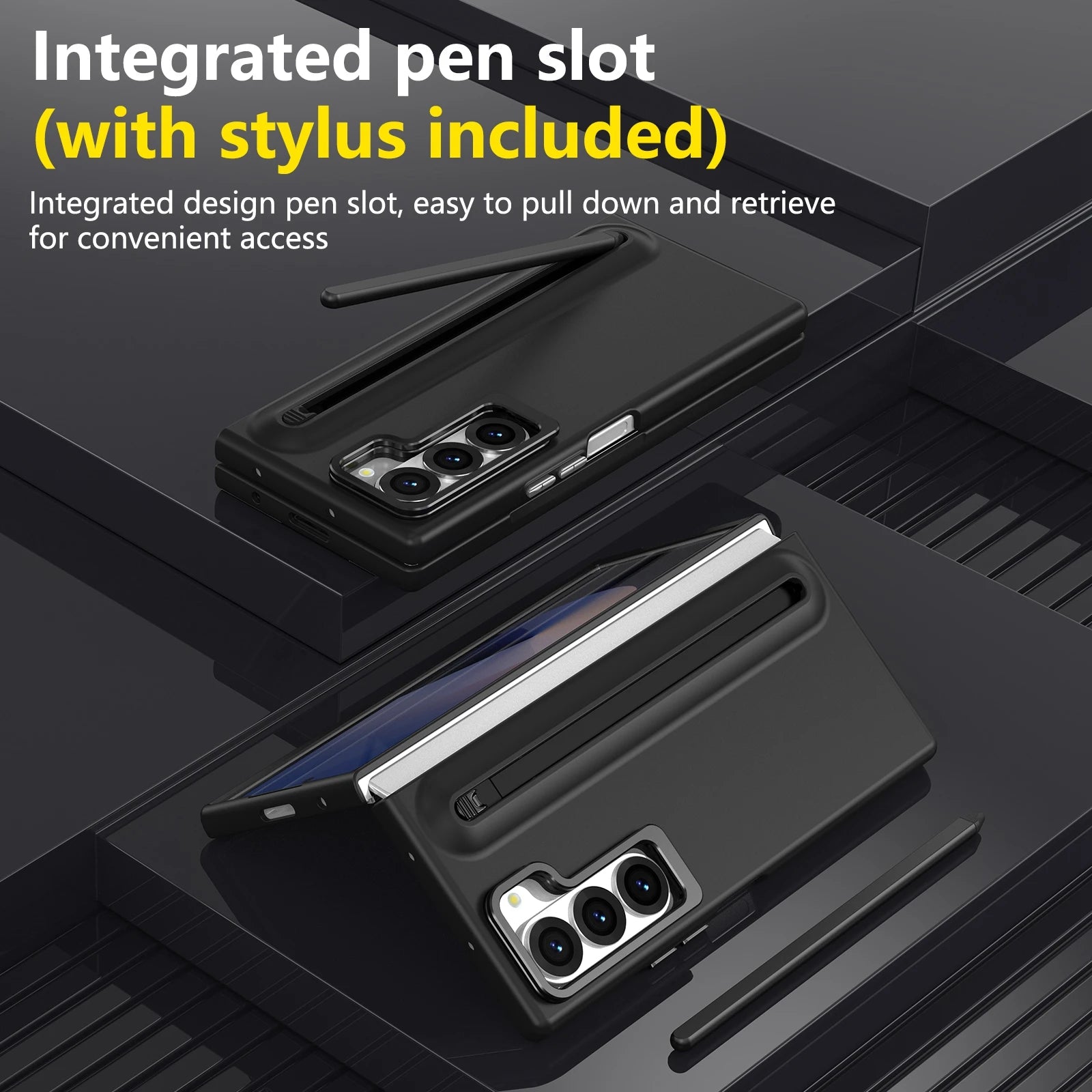 Samsung Galaxy Z Fold 6 Metal Lens Holder Case with S Pen Slot