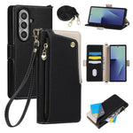 Crossbody Leather Wallet Case with Zipper Card Holder for Samsung Galaxy Z Fold 8 Ultra