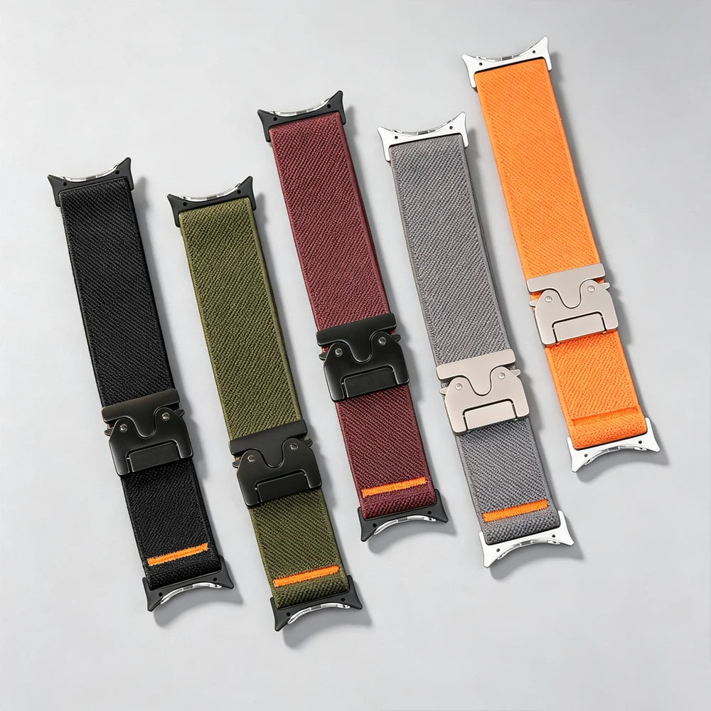 Parachute-Style Nylon Watch Band with Adjustment Teeth for Google Pixel Watch 4