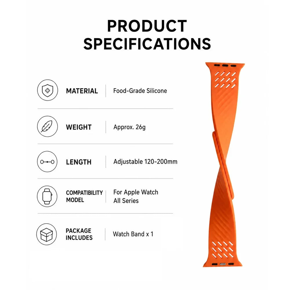Breathable Silicone Band with Magnetic Closure for Apple Watch