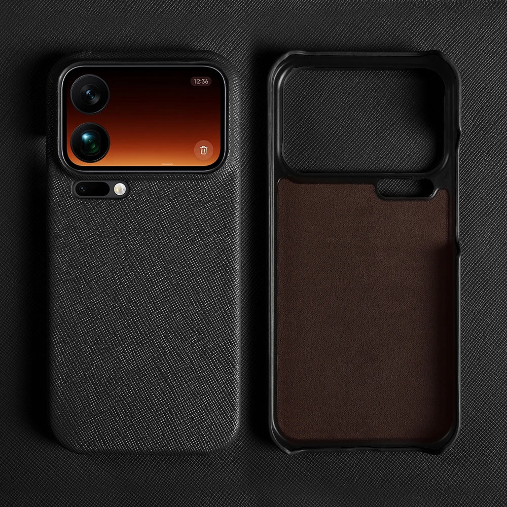 Genuine Leather Case with Raised Camera Protection for Xiaomi 18 Series