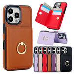 Premium Leather Wallet Case with 360° Ring for iPhone 16 Series