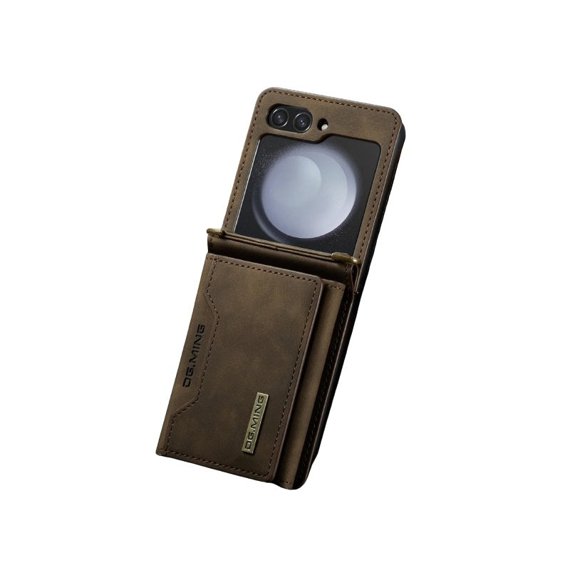 Multifunctional Storage Card Wallet PU Shock Absorbing Cover With Drawstring Foldable Phone Case for Samsung Galaxy Z Flip 5