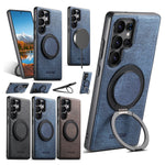 Samsung Galaxy S25 Ultra Denim Magnetic Case with 360° Ring Bracket & Kickstand