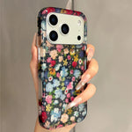 Shockproof Case with Shiny Glitter Floral Back for iPhone 17 Series