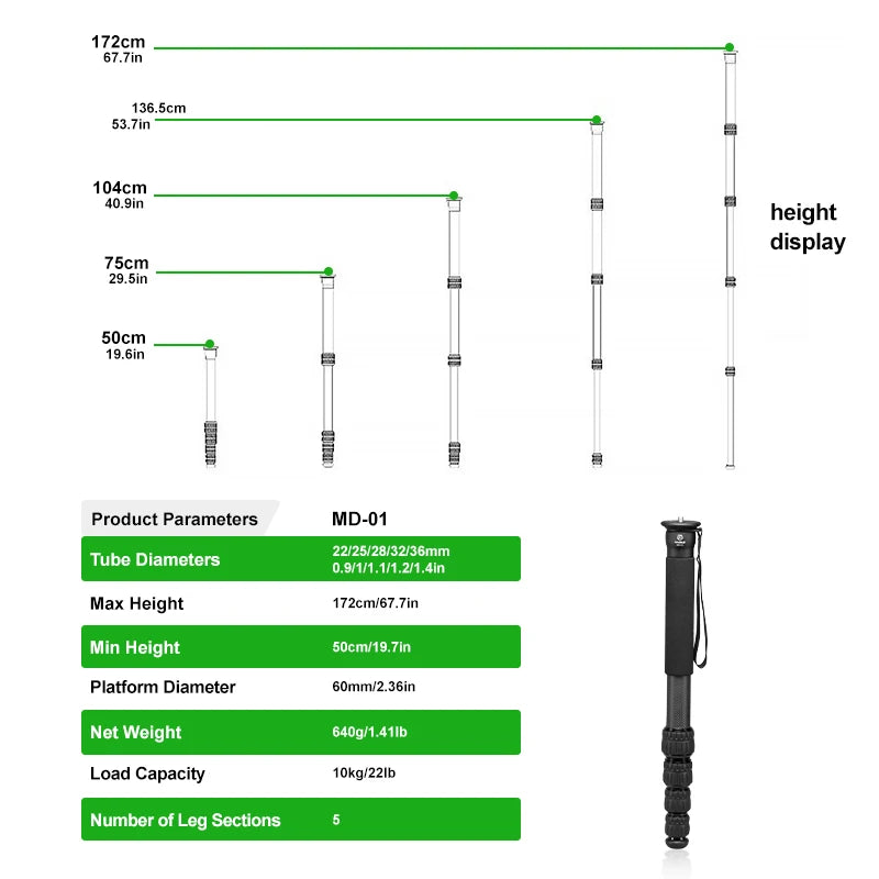 FANAUE Professional Carbon Fiber Monopod