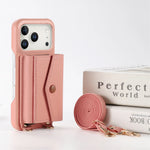 Premium Multi-Functional Leather Wallet Case with Built-In Makeup Mirror & Strap for iPhone 17 Series