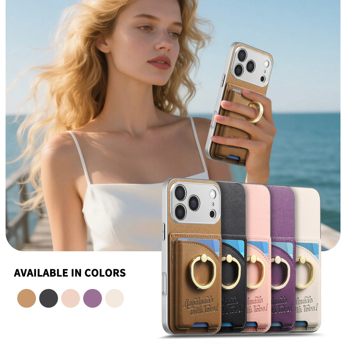 Leather Rotatable Ring Holder Case With Kickstand for iPhone 18 Series
