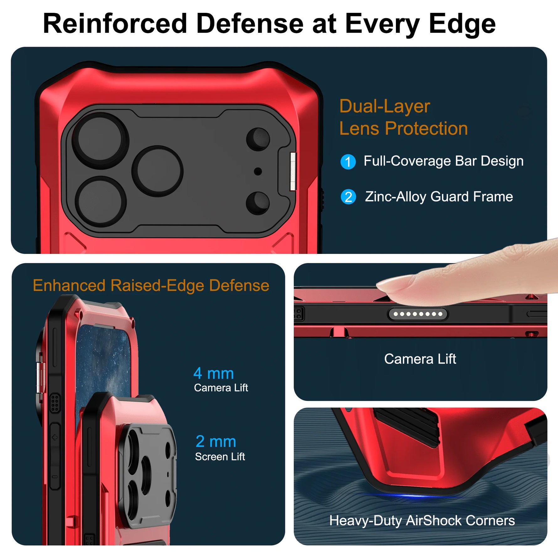 Metal Full-Body Case with Tempered Glass and Camera Stand for iPhone 17 Series