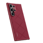 Plaid Grid Leather PU Case with Plating Lens for Samsung Galaxy S24 Series