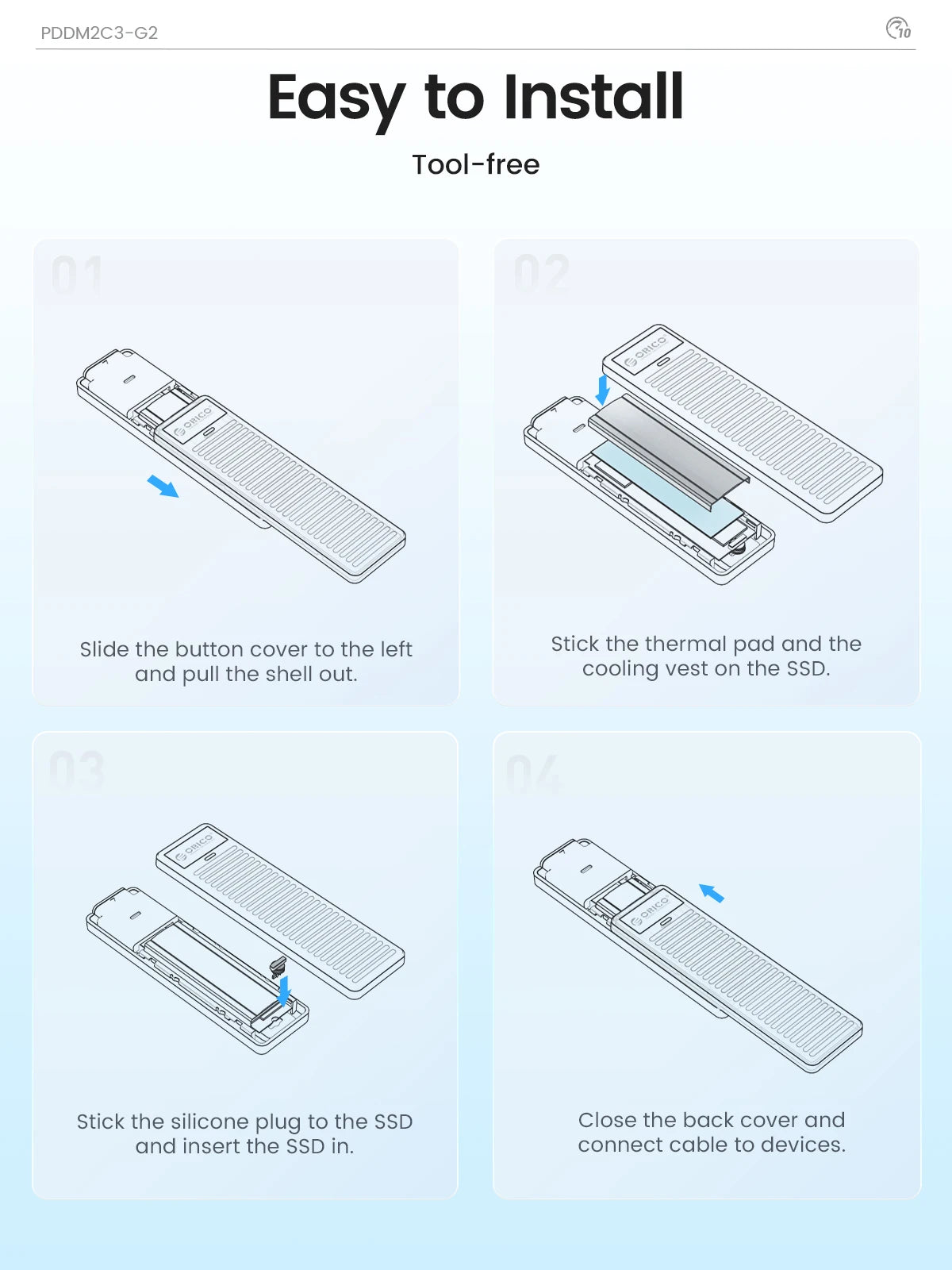 ORICO Tool-Free M.2 NVMe SSD External Enclosure