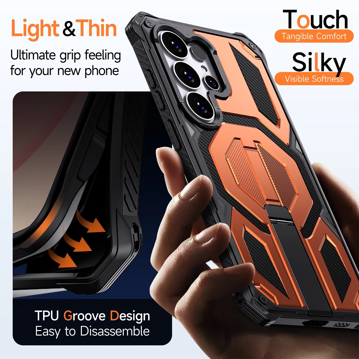 Full-Body Triple-Shield Magnetic Armor Case with Metal Kickstand for Samsung Galaxy S26 Series