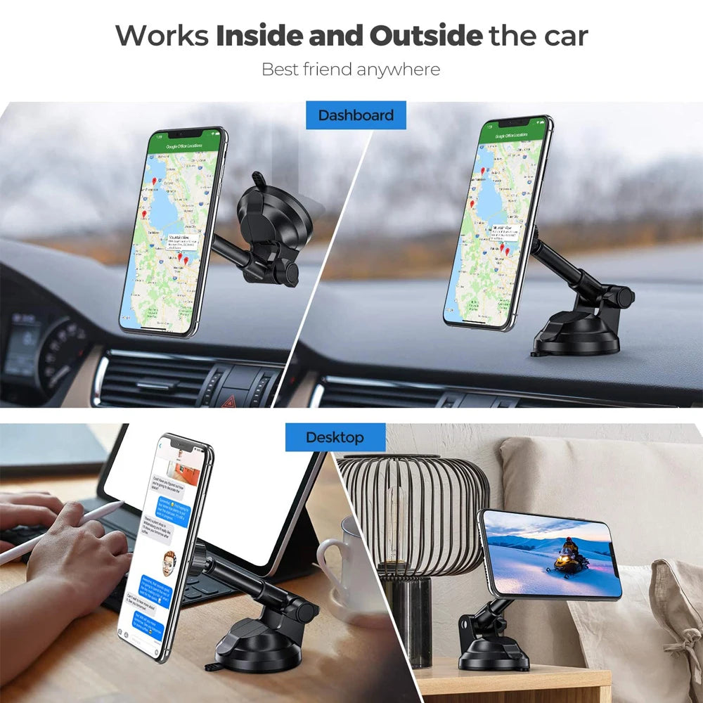 360° Adjustable Magnetic Car Phone Stand with Suction Base