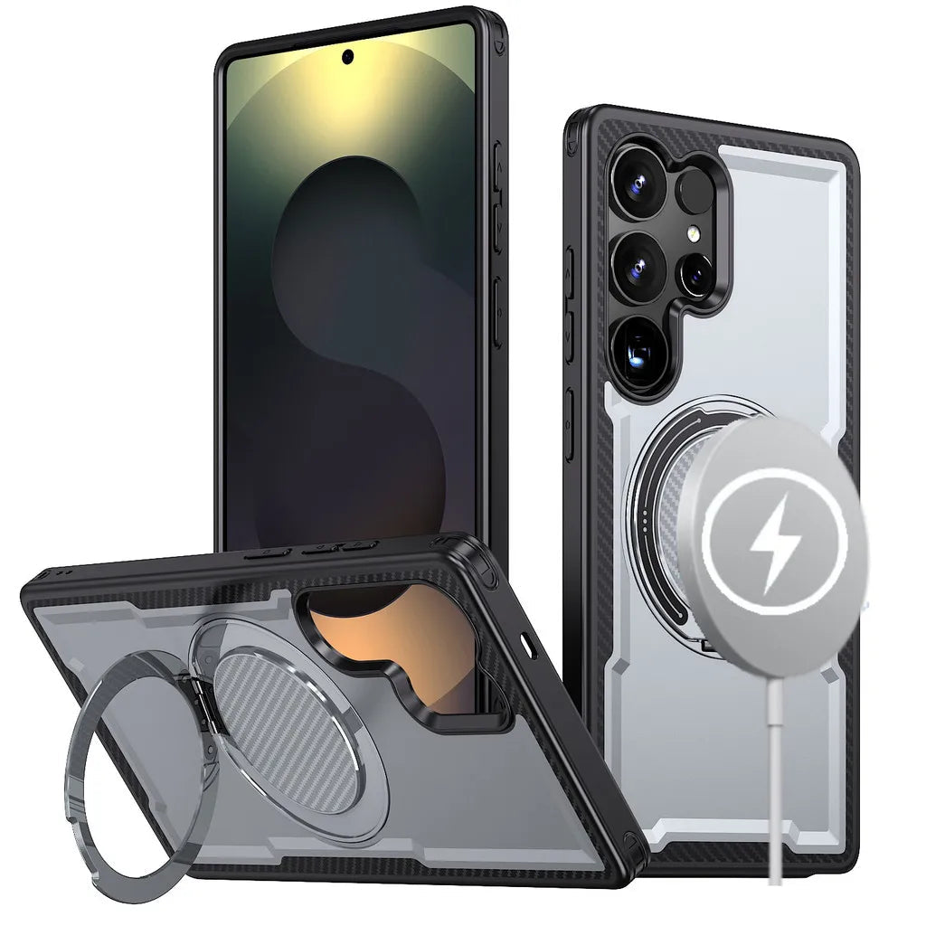 Protective Case with 360° Rotating Magnetic Ring for Samsung Galaxy S25 Series