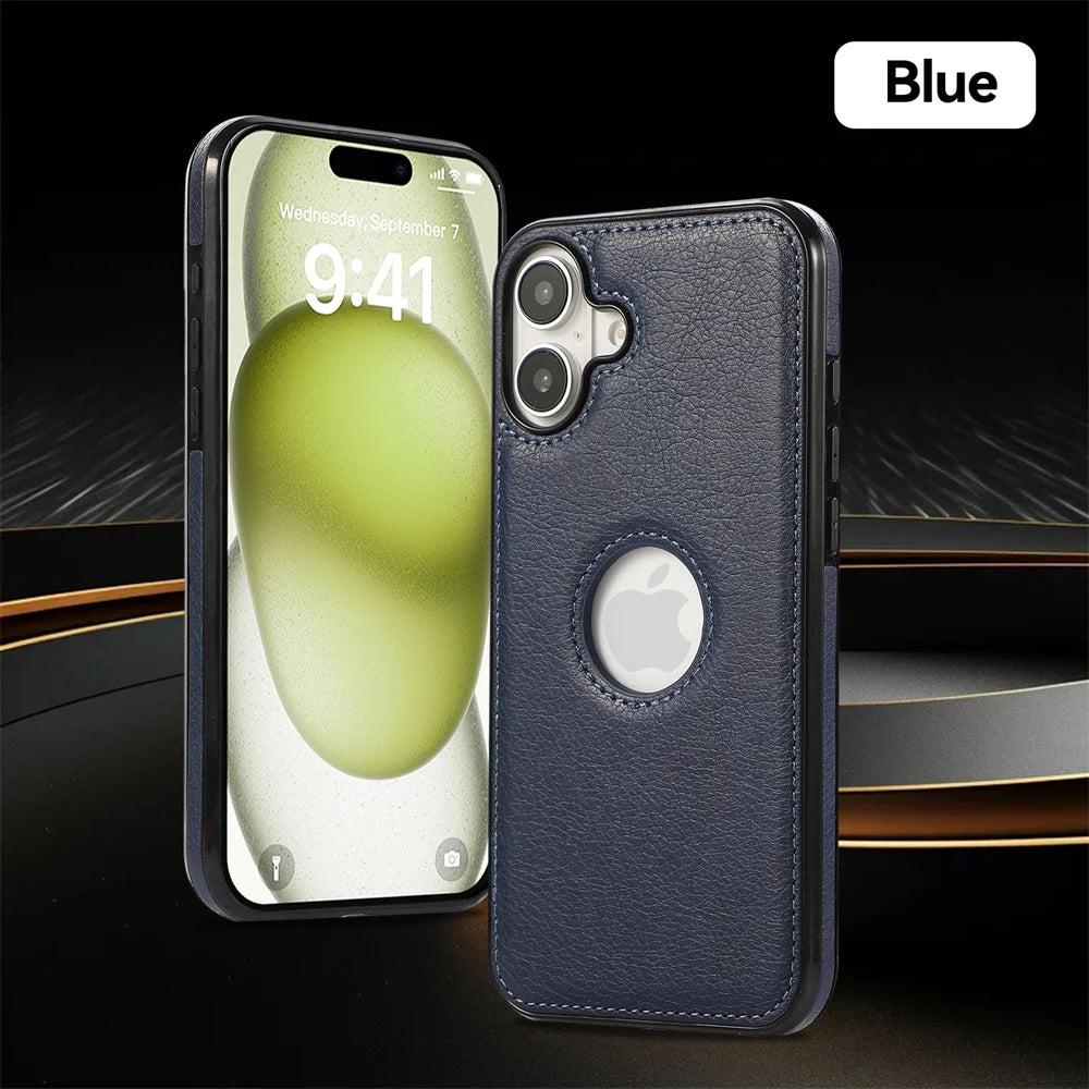 Retro Leather Shockproof Phone Case for iPhone 16 Series