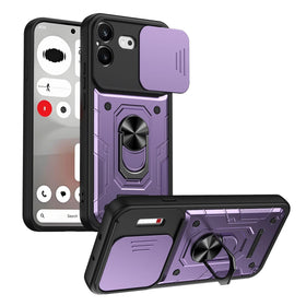 Sliding Camera Lens Protection Case with Rotating Ring Stand for Nothing Phone (4b)