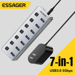 Essager 7-Port USB 3.0 Hub With 24W Adapter
