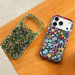 Shockproof Case with Shiny Glitter Floral Back for iPhone 17 Series