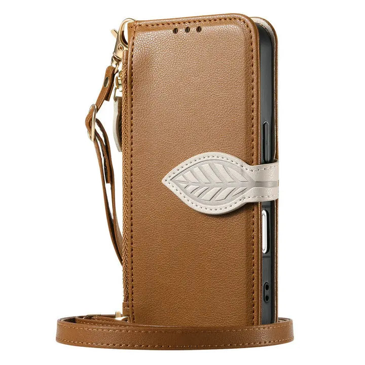 Google Pixel 9 Series Luxury Leather Crossbody Wallet Case (Long Strap)