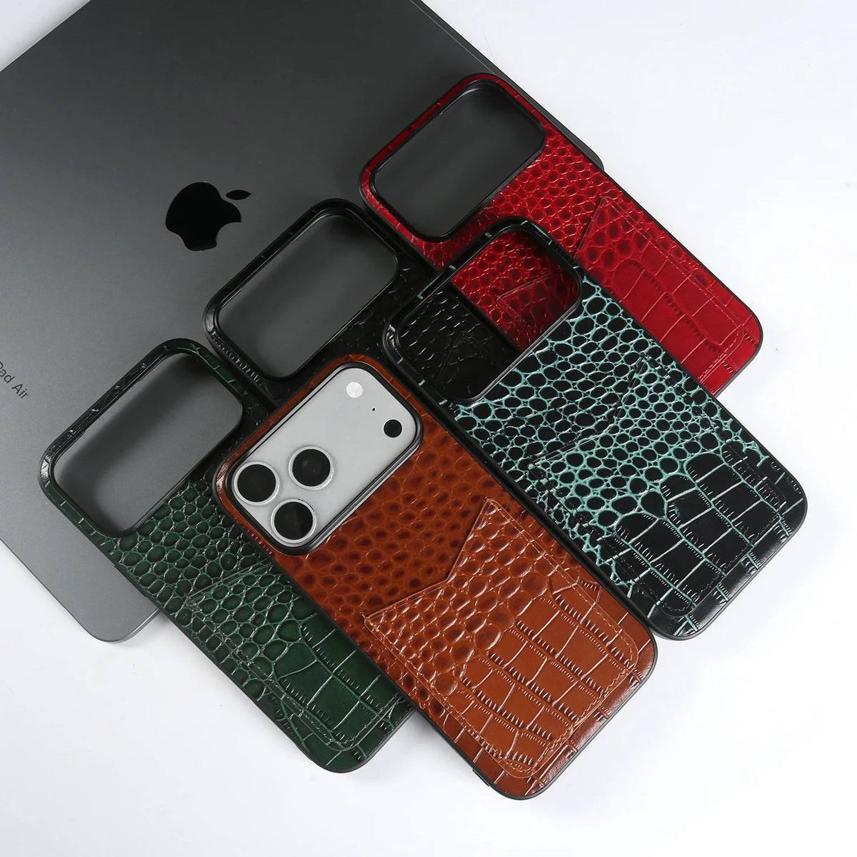 Genuine Leather Card Slot Case with Crocodile Pattern for iPhone 18 Series