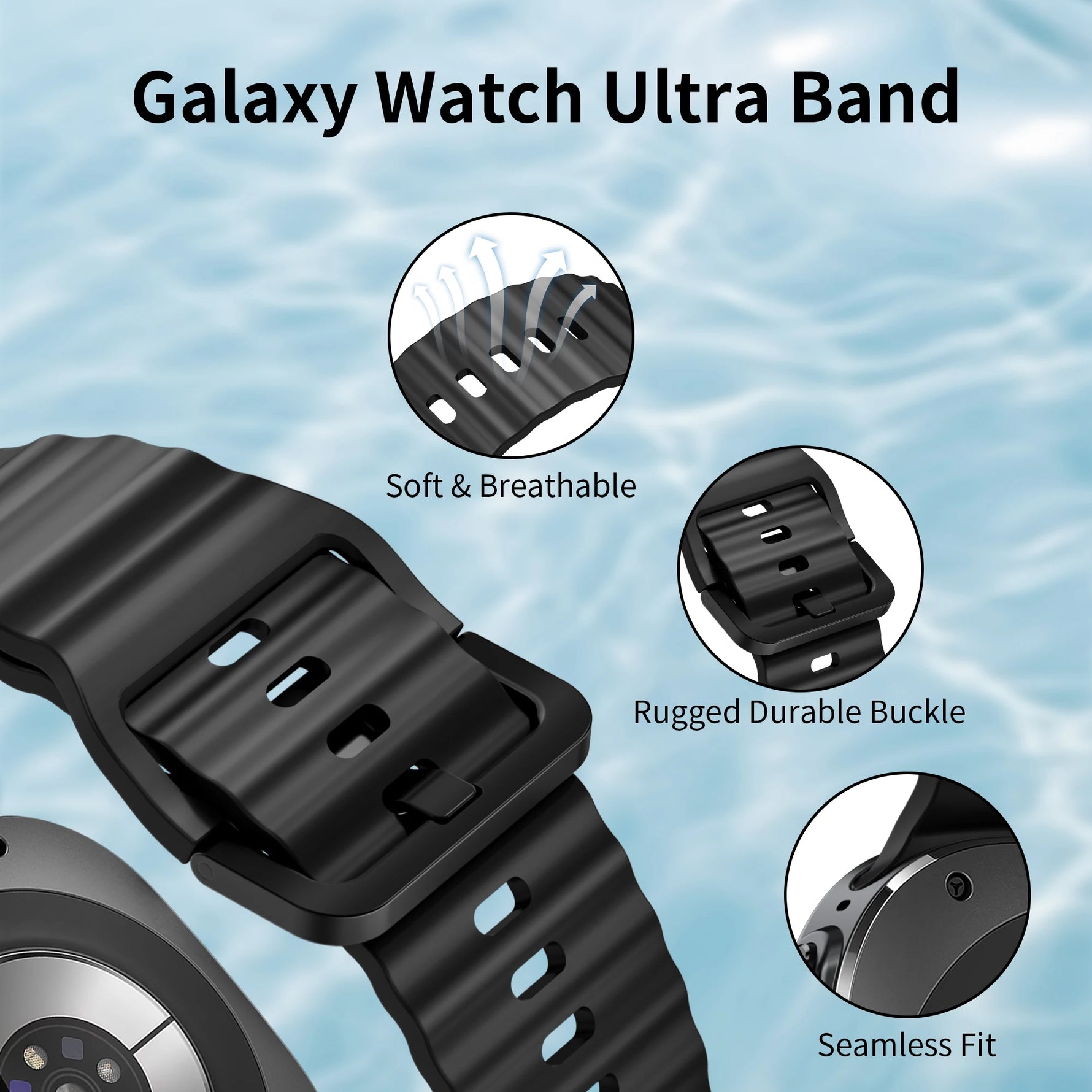 Soft Silicone Replacement Strap for Samsung Galaxy Watch Ultra and Samsung Galaxy Watch Ultra (2025)