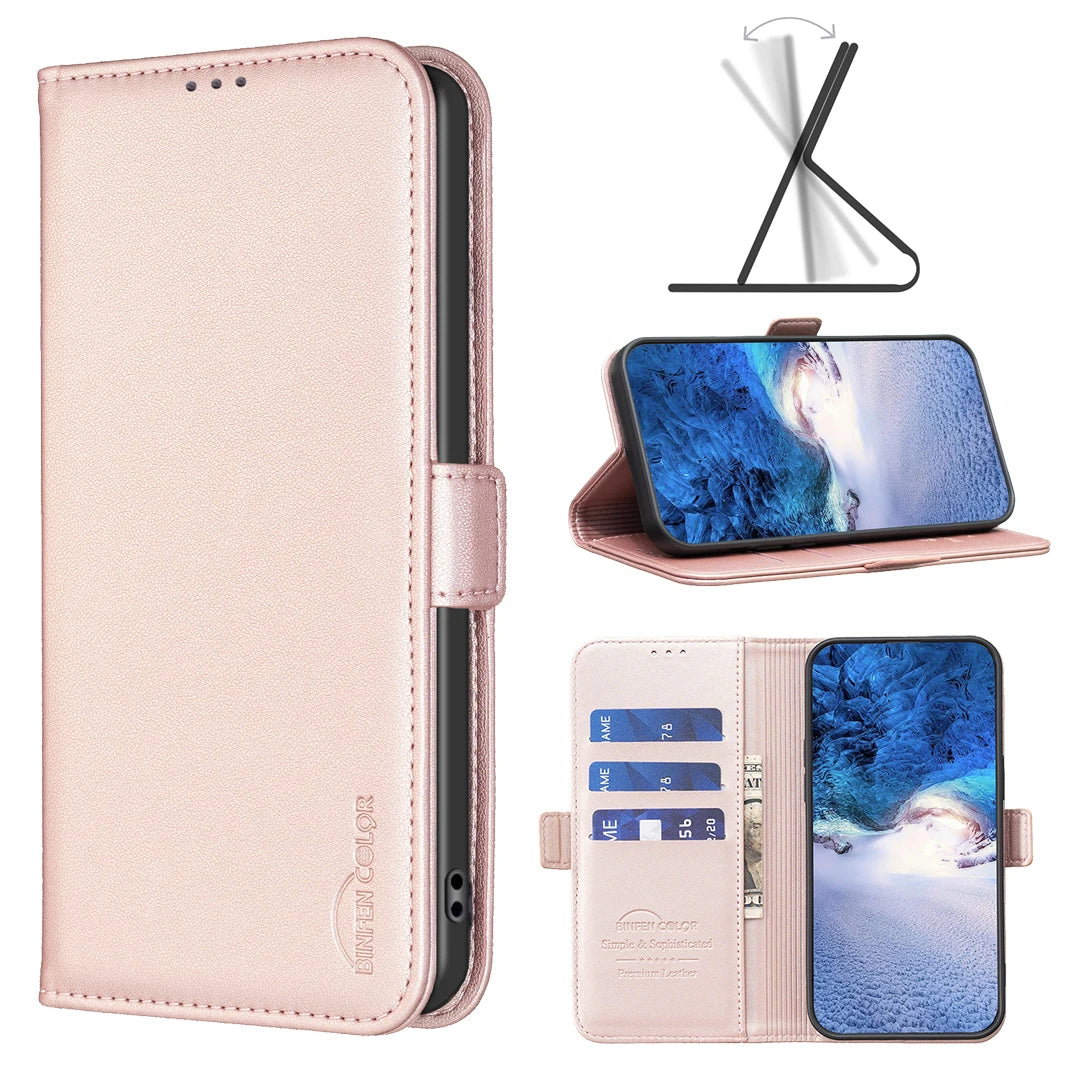 Shockproof Leather Folio Case with Card Slots for iPhone 17 Series