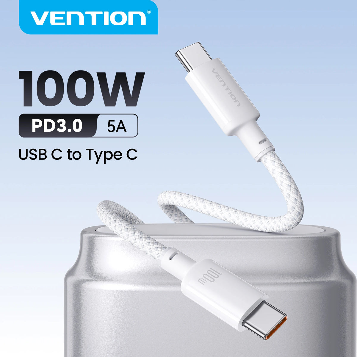 Vention 100W USB Type-C Braided Cable With Graphene Construction