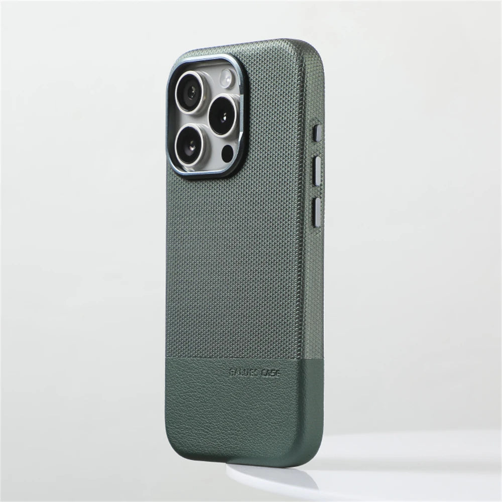 Luxury Splice PU Leather MagSafe Case for iPhone 16 Series