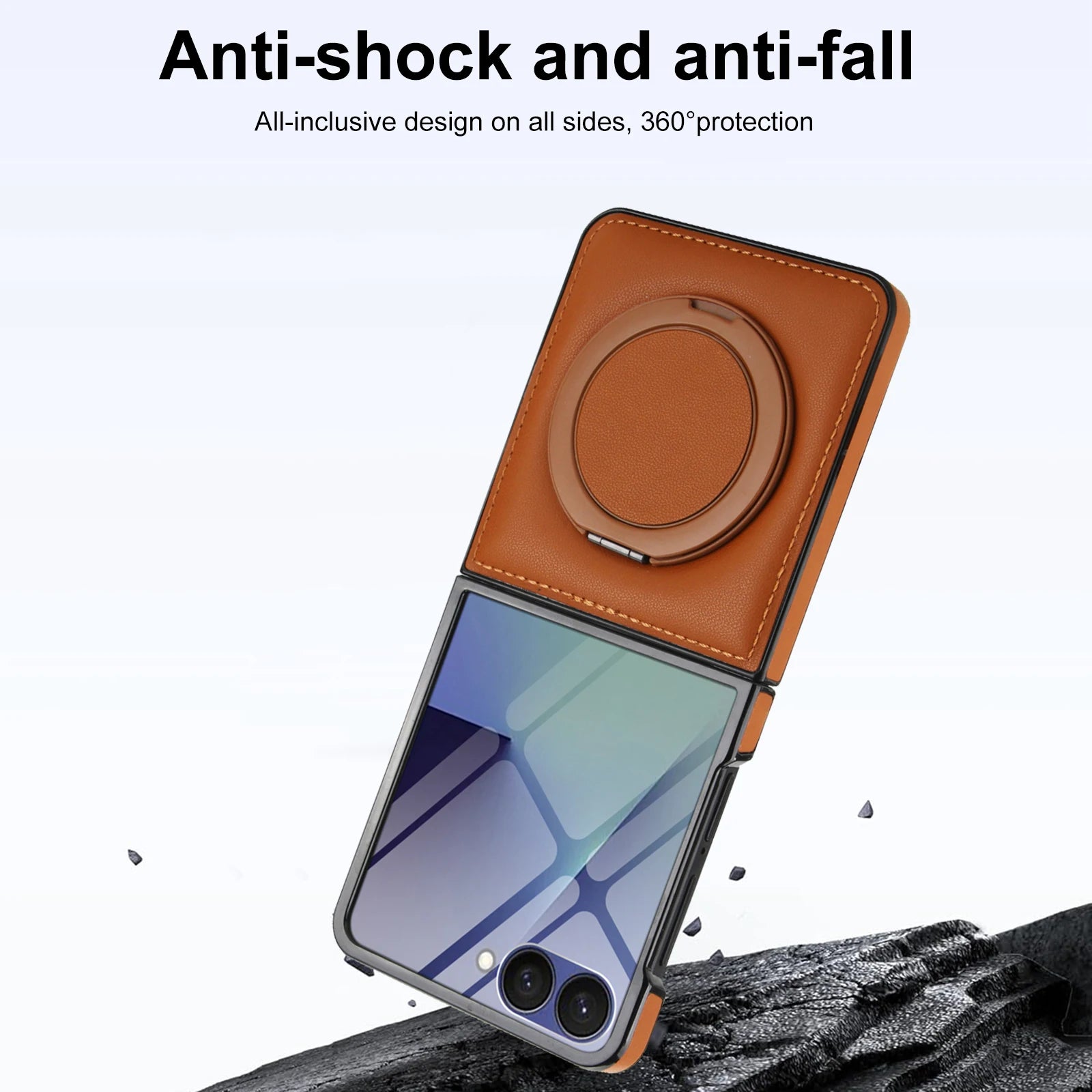 Business Leather Case with 360 Rotating Stand for Samsung Galaxy Z Flip 7