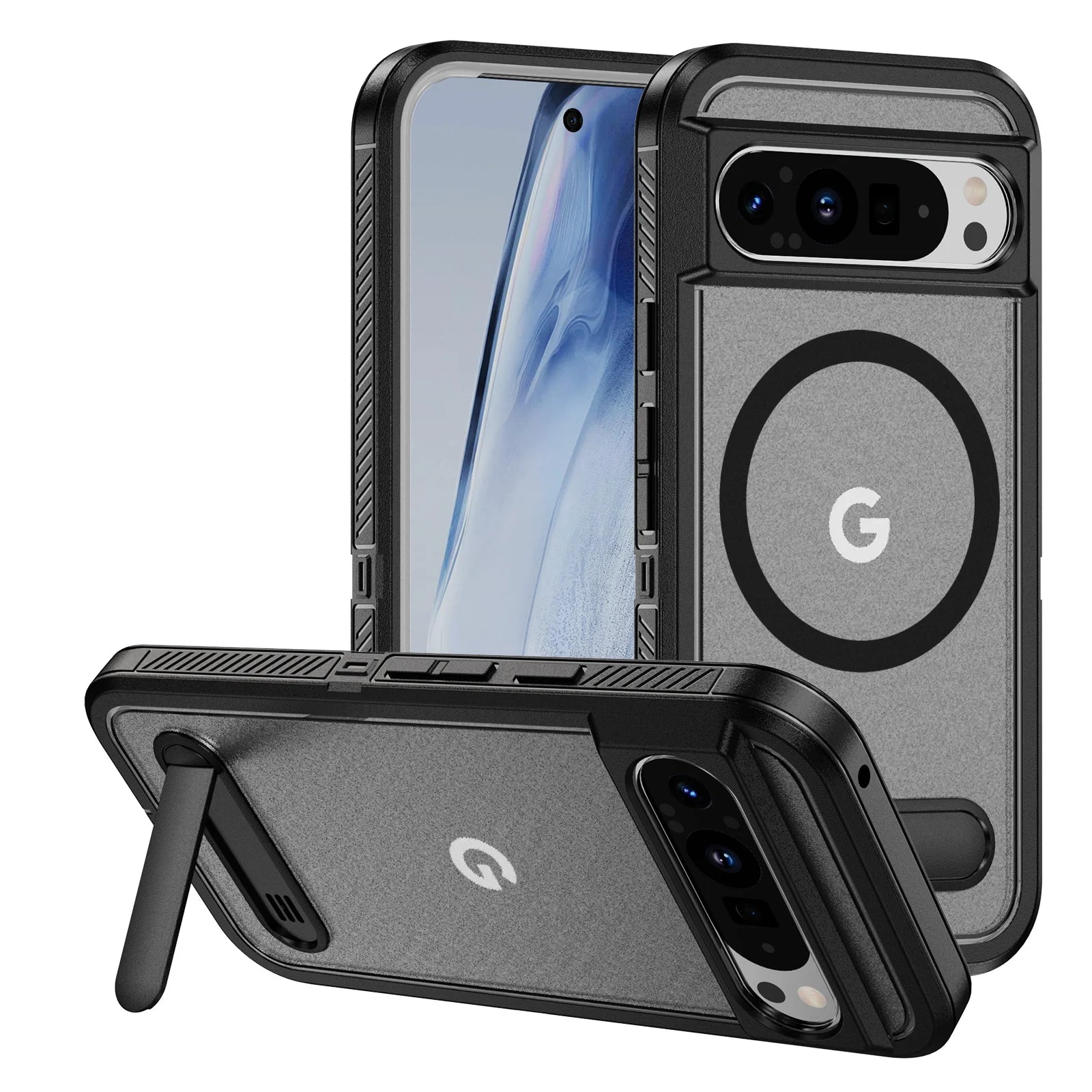 Military-Grade Protective Magnetic Case with Foldable Stand for Google Pixel 9 Series
