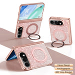 Glitter Rhinestone MagSafe Case with 360° Rotating Ring Stand for iPhone Duo