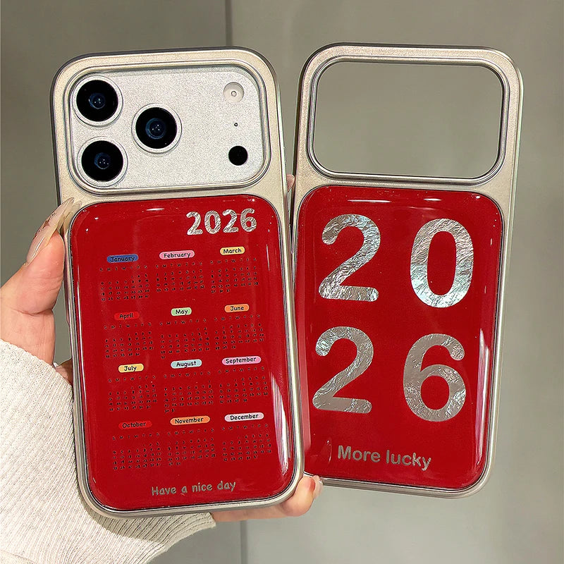 Trendy Red 2026 Calendar Phone Case for iPhone 17 Series