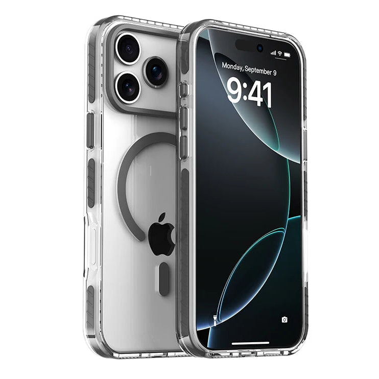 Premium Clear MagSafe Case with Striped Edges for iPhone 17 Series